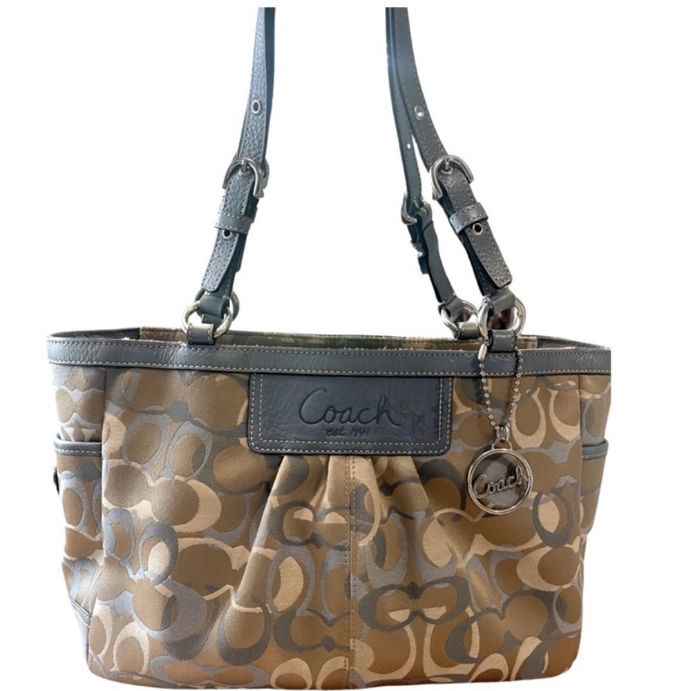Coach Blue and Tan Handbag - Picture 2 of 10